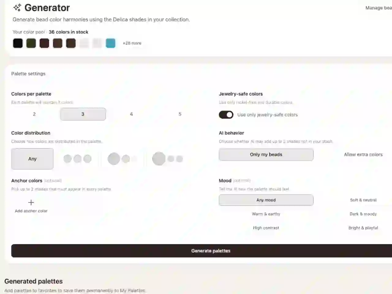 Create perfect color combinations preview