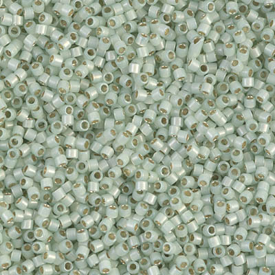 Olive Orchard Shadow - Miyuki Delica color palette with colors DB1131, DB1454, DB2404, DB1832. Showing Silver Lined Light Moss Opal (DB1454)